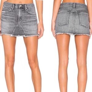 AGOLDE Jeanette Mini Skirt East Village Raw Hem Gray Sz 31